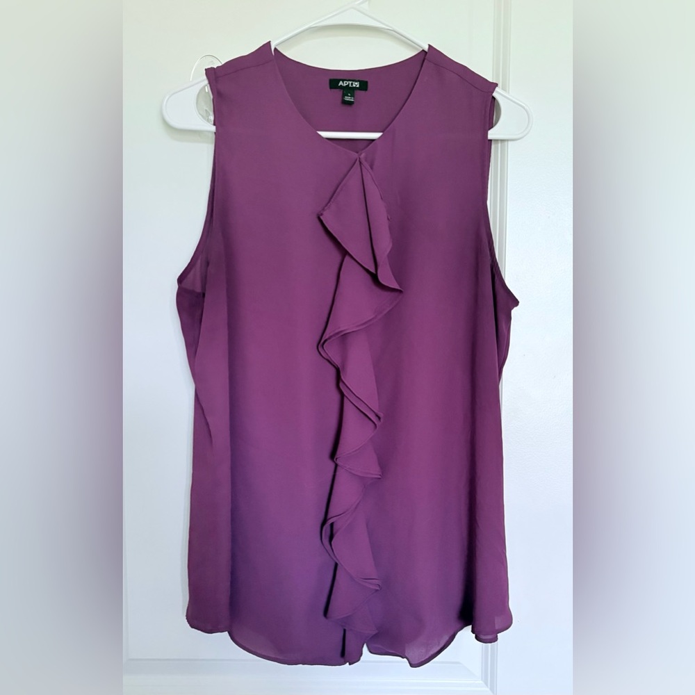 Apt. 9 Mauve Ruffle Front Sleeveless Blouse. Women size L